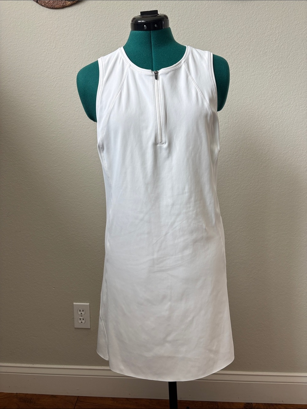 Athleta White Sleeveless Tennis Zip Front Dress